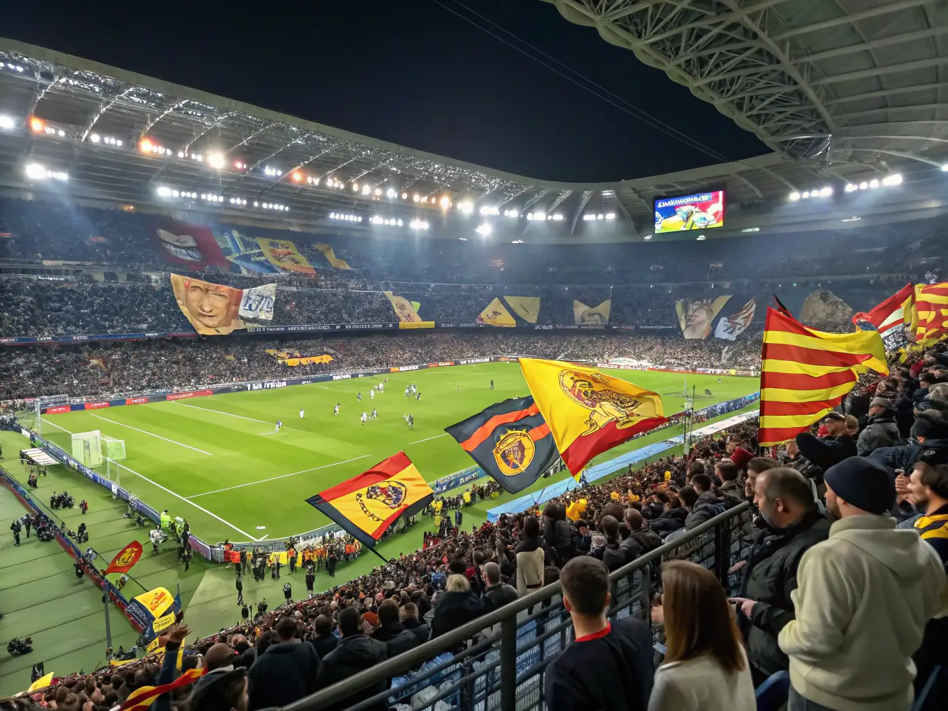 A vibrant image showcasing a soccer match with fans cheering in the background, symbolizing the excitement of sports betting on 8857 Bet.